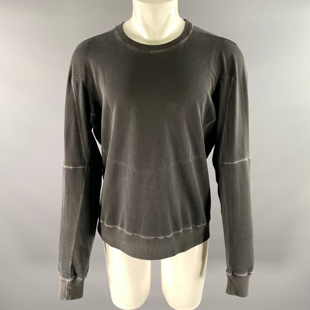 ACRONYM Size L Grey Charcoal Wash Cotton Crew-Neck Sweatshirt